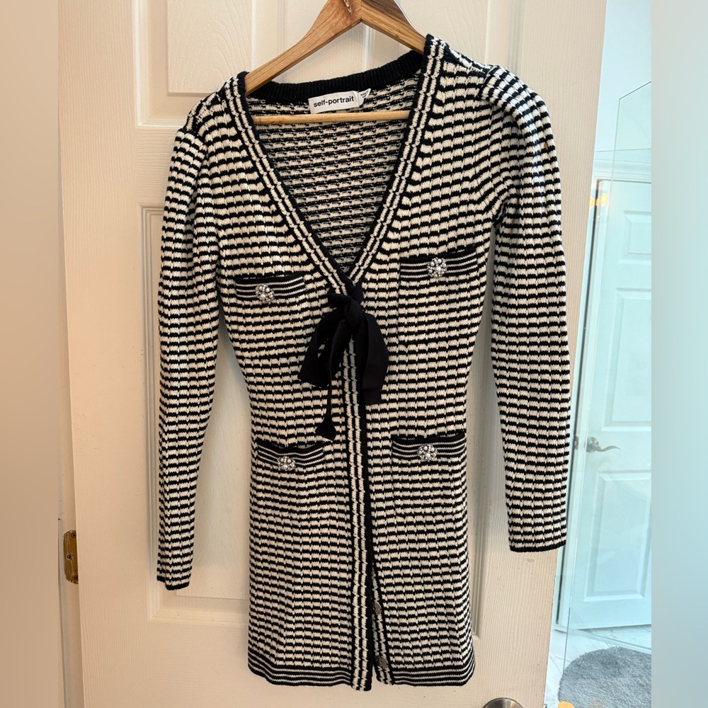 Self-Portrait Monochrome Knit Dress